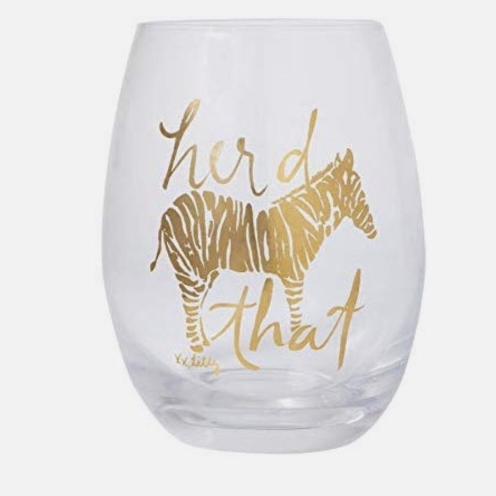 Lilly Pulitzer Gold Zebra Stemless Wine Glasses